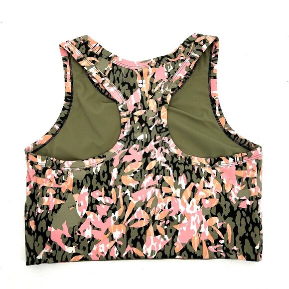 SWEATY BETTY Green Pink Floral Power Frame Racerback Workout Sports Bra Large - Picture 2 of 5